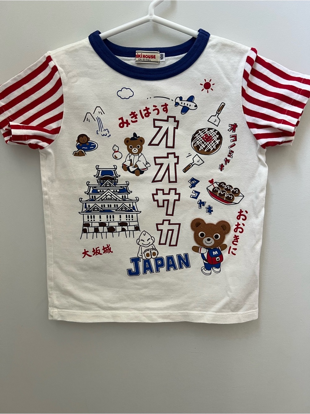 Kids Osaka Japan Graphic Tee - White, Red & Blue 100% cotton Japan